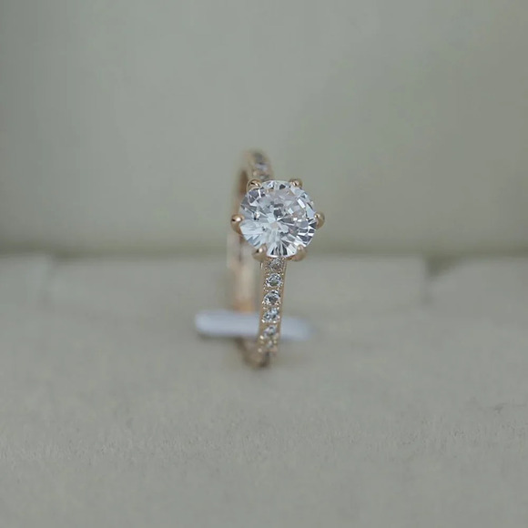 💝 Simple Crystal Clear Round Pure Zircon Thin Rings for Women, EVGG1458 - Picture 3 of 5